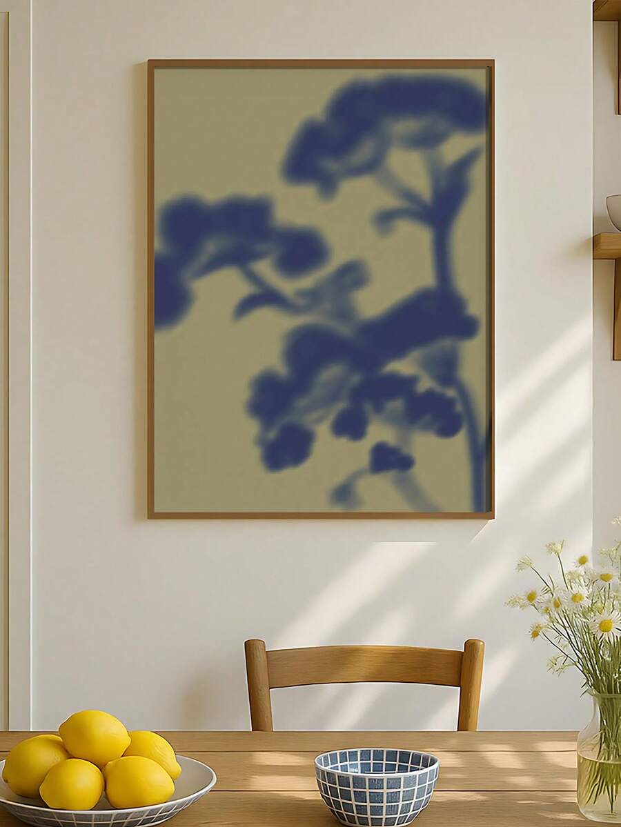 Vintage Mid-Century Botanical Shadow Plant Silhouette Canvas Poster 