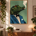 Quirky surreal crocodile Canvas Poster with a minimalist animal design, perfect for modern, eclectic and contemporary interiors, studios and creative spaces.