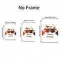 Unframed holiday cocoa mug poster size guide showing three canvas dimensions