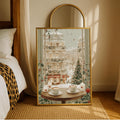 Vintage Snowy Paris Winter City Window View Christmas Canvas Poster 