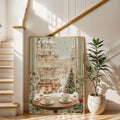 Vintage Snowy Paris Winter City Window View Christmas Canvas Poster 
