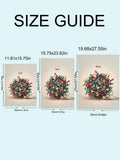 Size guide for funny tangled Christmas lights canvas poster with available dimensions