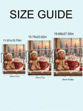 Size guide showing multiple dimensions for framed and unframed gingerbread Christmas canvas poster