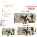 Size guide showing landscape equestrian canvas formats and canvas finish