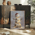 Funny Vintage Toilet Paper Snowman Christmas Canvas Poster 