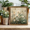 Rustic Vintage Spring Floral & Butterfly Botanical Canvas Poster 