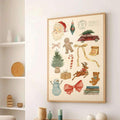 Watercolor Christmas Holiday Decorative Canvas Poster 