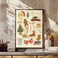 Watercolor Christmas Holiday Decorative Canvas Poster 
