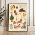 Watercolor Christmas Holiday Decorative Canvas Poster 