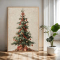 Vintage Textured Christmas Tree Winter Holiday Canvas Poster 