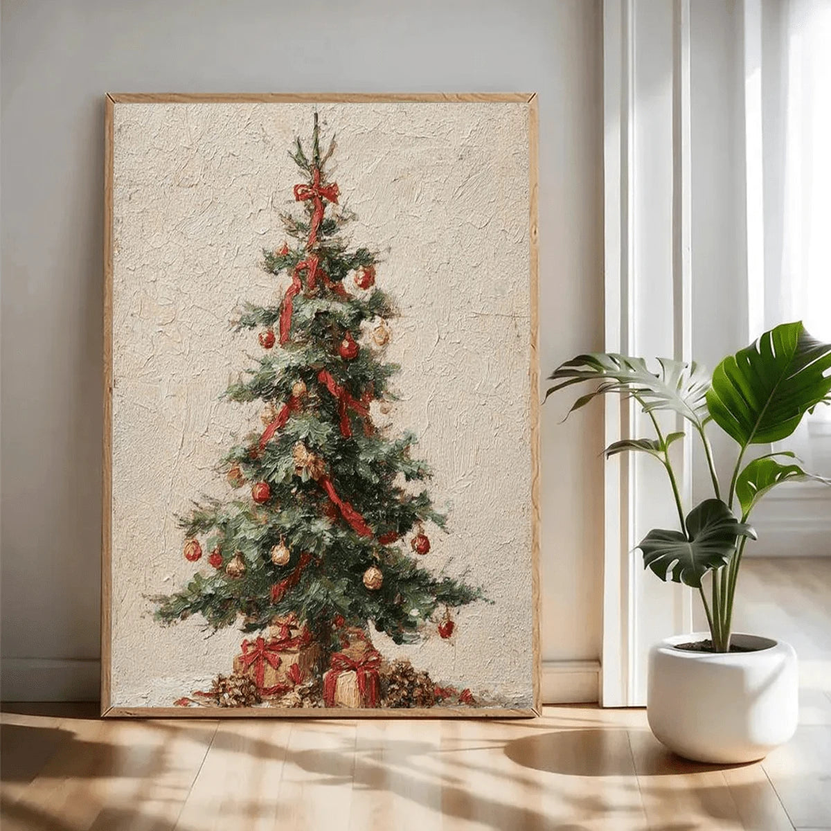 Vintage Textured Christmas Tree Winter Holiday Canvas Poster 