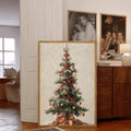 Vintage Textured Christmas Tree Winter Holiday Canvas Poster 