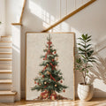 Vintage Textured Christmas Tree Winter Holiday Canvas Poster 