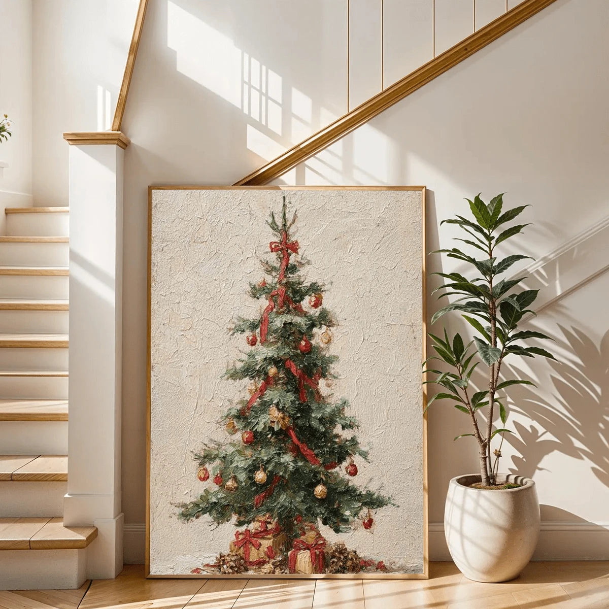 Vintage Textured Christmas Tree Winter Holiday Canvas Poster 