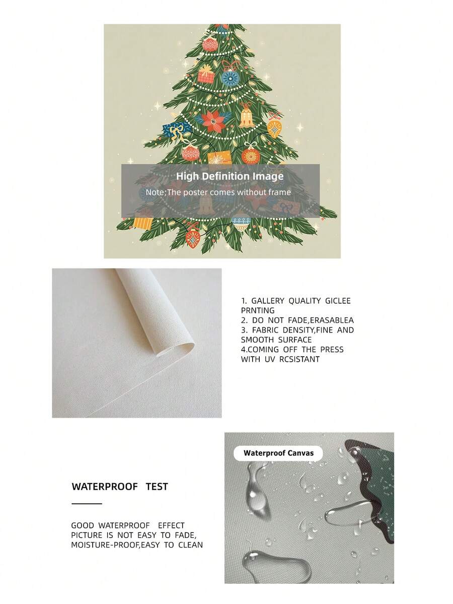 Merry Christmas evergreen print shown as an unframed canvas