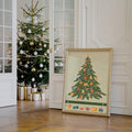 Christmas wall art shown in a bright room beside seasonal decor