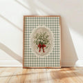 Vintage Christmas Botanical Plaid Floral Farmhouse Canvas Poster 