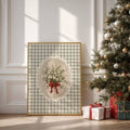 Vintage Christmas Botanical Plaid Floral Farmhouse Canvas Poster 