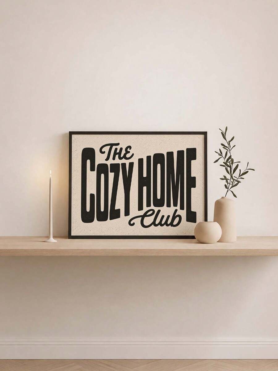 Retro Vintage "The Homebody Club" Typography Quote Canvas Poster