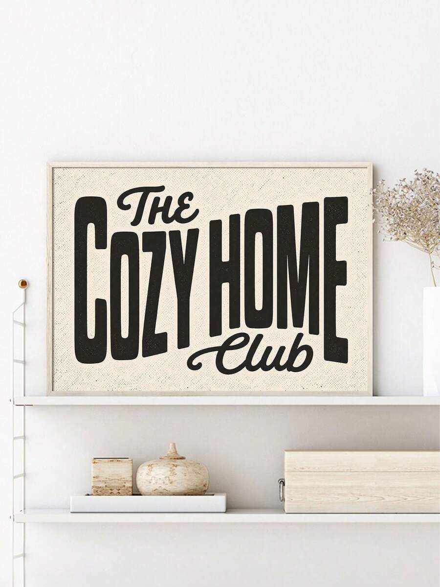 Retro Vintage "The Homebody Club" Typography Quote Canvas Poster