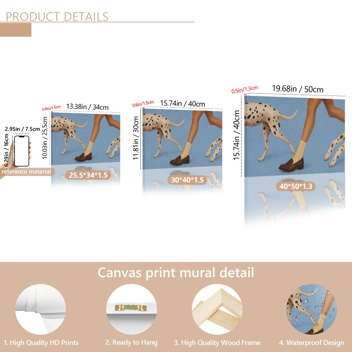 Y2K Modern Spotted Dog & Running Woman Canvas Poster