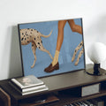 Y2K Modern Spotted Dog & Running Woman Canvas Poster