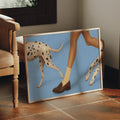 Y2K Modern Spotted Dog & Running Woman Canvas Poster
