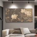 Japanese Nordic Wabi-Sabi Neutral Earth Tone Peony Branch Canvas Poster