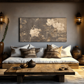 Japanese Nordic Wabi-Sabi Neutral Earth Tone Peony Branch Canvas Poster