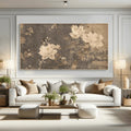 Japanese Nordic Wabi-Sabi Neutral Earth Tone Peony Branch Canvas Poster
