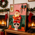 Whimsical Funny Santa Reading in Bathroom Christmas Canvas Poster
