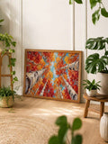 Impressionist Green Forest Canopy Looking Up Landscape Canvas Poster 