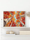 Impressionist Green Forest Canopy Looking Up Landscape Canvas Poster 