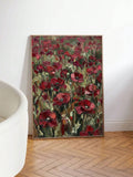 Bring rich color and artistic warmth to your walls with this Vintage Red Floral Field Canvas Poster. Featuring a textured oil painting style and a vibrant field of red flowers, this artwork captures the timeless beauty of nature through an expressive vintage inspired loo