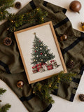 Vintage Christmas Tree & Gift Box Antique Holiday Canvas Poster 