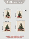 Vintage Christmas Tree & Gift Box Antique Holiday Canvas Poster 