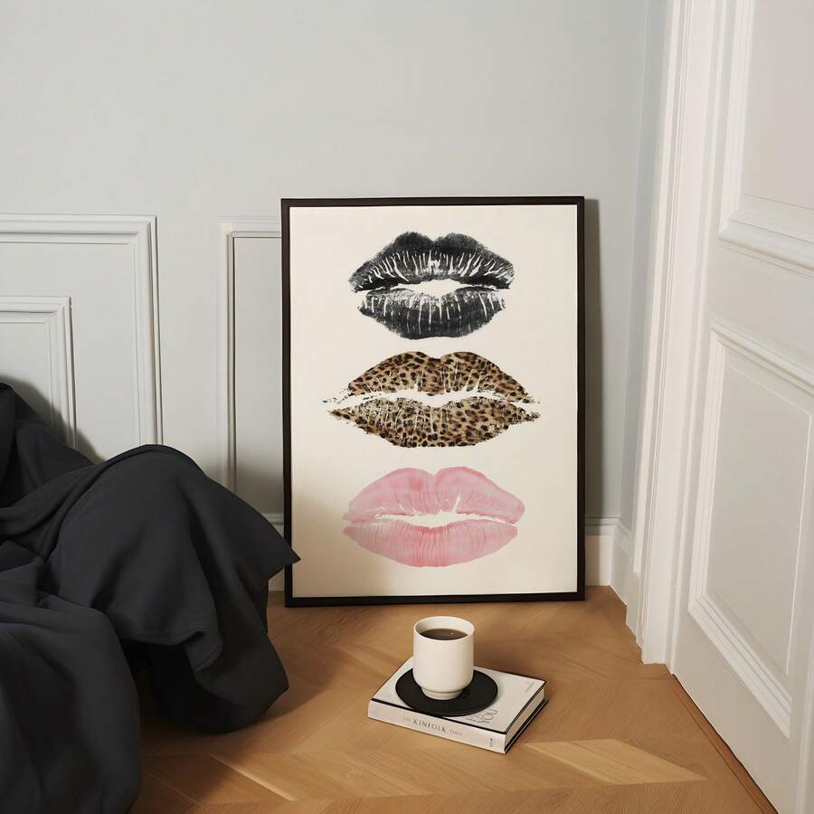 Modern Fashion Kiss Lip Print Aesthetic Canvas Poster 