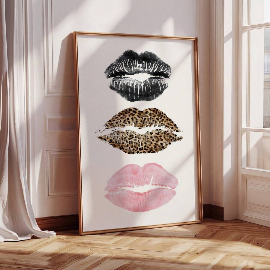 Modern Fashion Kiss Lip Print Aesthetic Canvas Poster (
