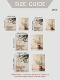 Neutral Botanical Terracotta Vase & Olive Branch Wabi-Sabi Canvas Poster Set 