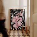 Maximalist Pink Floral Zebra Print Feminine Canvas Poster 