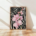 Maximalist Pink Floral Zebra Print Feminine Canvas Poster 
