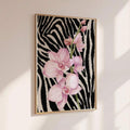 Maximalist Pink Floral Zebra Print Feminine Canvas Poster 
