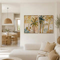 Boho Terracotta Palm Tree Abstract Tropical Botanical Canvas Poster Set 