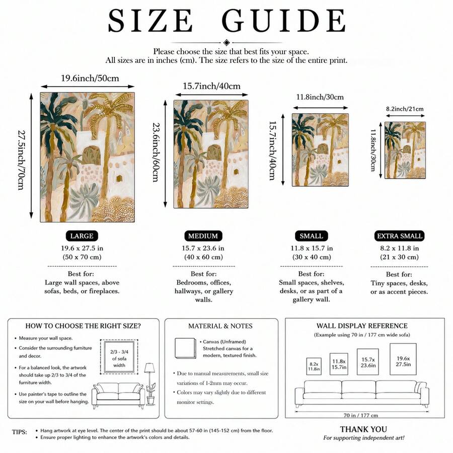 Boho Terracotta Palm Tree Abstract Tropical Botanical Canvas Poster Set 