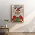 Funny Santa Mugshot Quote Retro Christmas Canvas Poster