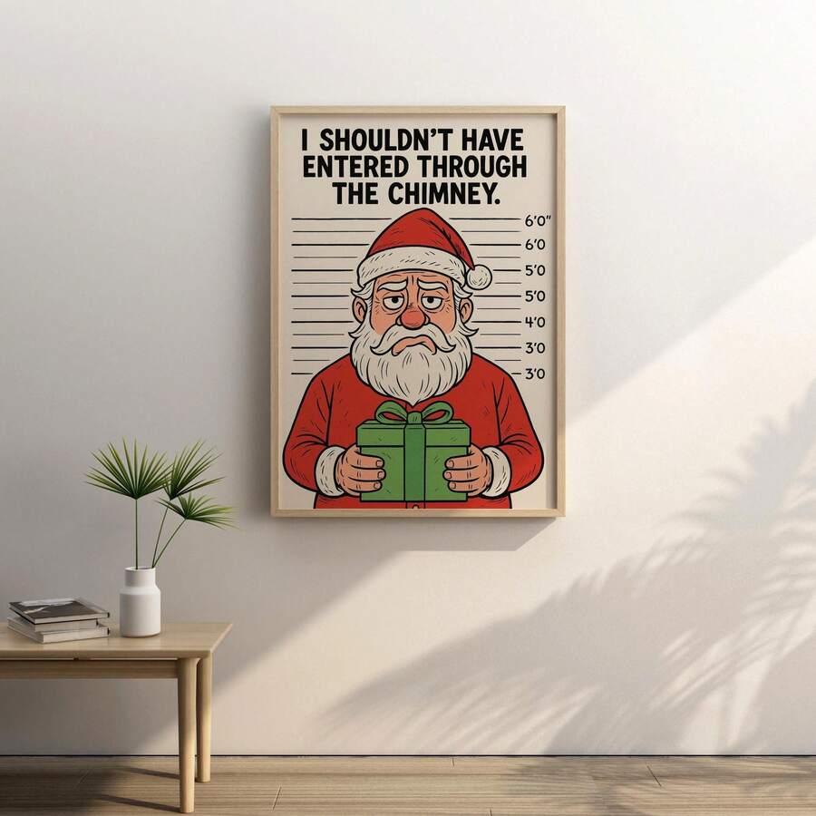 Funny Santa Mugshot Quote Retro Christmas Canvas Poster