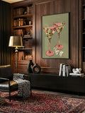 Add 70s charm to your home with retro pink martini canvas wall art featuring green olives and dice, perfect for kitchens and home bars.