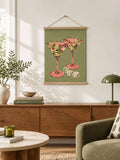 Add 70s charm to your home with retro pink martini canvas wall art featuring green olives and dice, perfect for kitchens and home bars.