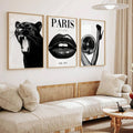 3pcs Vintage Leopard Print & Paris Fashion Vogue Style Canvas Poster Set