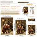 Vintage Christmas Carol Children Snowy Street Oil Painting Canvas Poster 